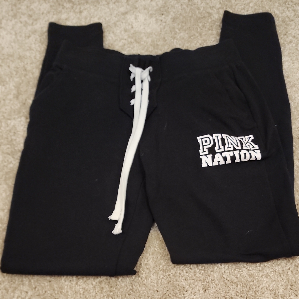 PINK Victoria's Secret Black Lace-Up Dorm Pant